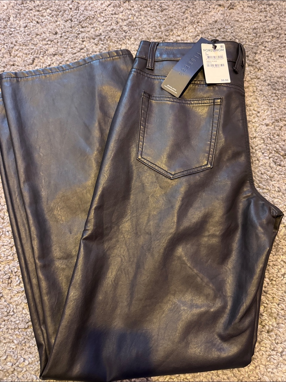 NWT Lioness Faux Leather Wide Leg Black Pants size Small